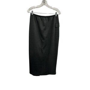 Vintage We Too Charcoal Gray Pencil Skirt Elastic Waist Side Pocket Size Large